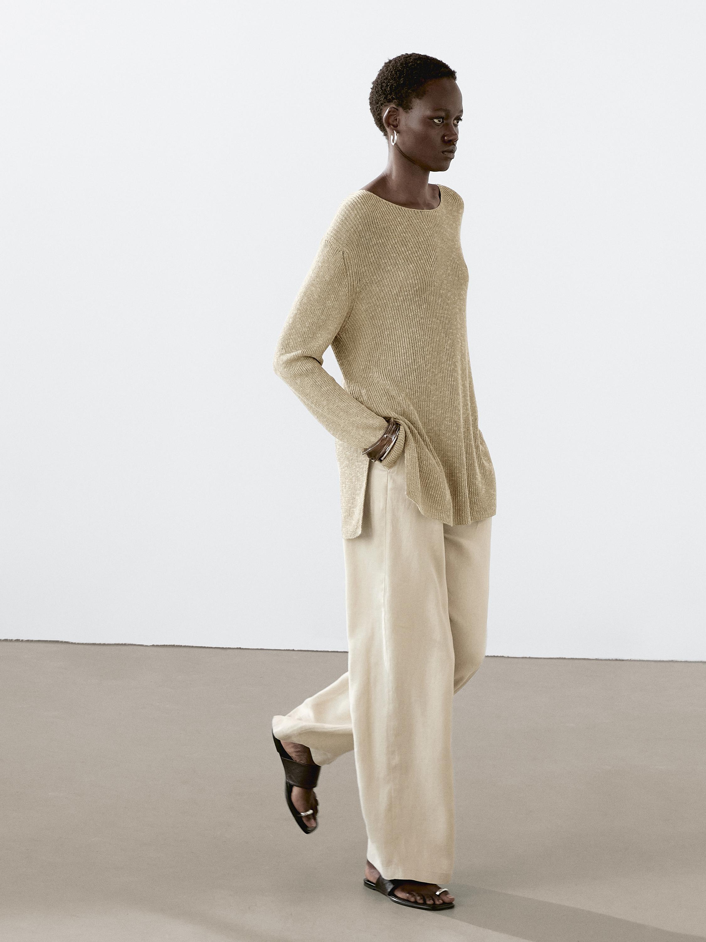 Cotton blend knit sweater